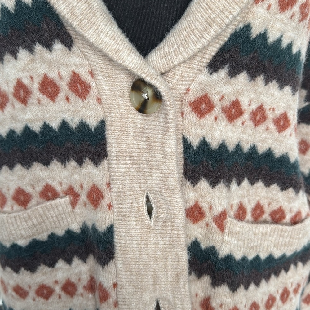NWT Madewell Harland Fair Isle Cardigan Sweater in Sz X-Small - Picture 5 of 16
